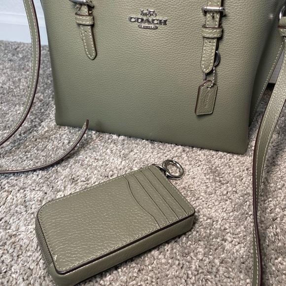 Coach Sage Green Leather Tote and Wristlet Set - Picture 4 of 10